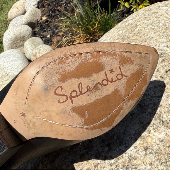 Splendid Cheryl Women's Black Leather Cone Heel Ankle Booties Size 9 Casual - Picture 7 of 8